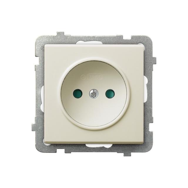 SONATA Gniazdo pojedyncze z przesłonami torów prądowych - kolor ecru