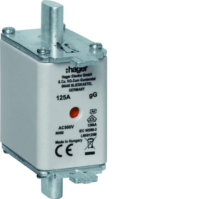 Wkładka bezp. nożowa NH00 wsk.podw. uchwyt nieiz. gG 125A 500VAC LNH0125M HAGER