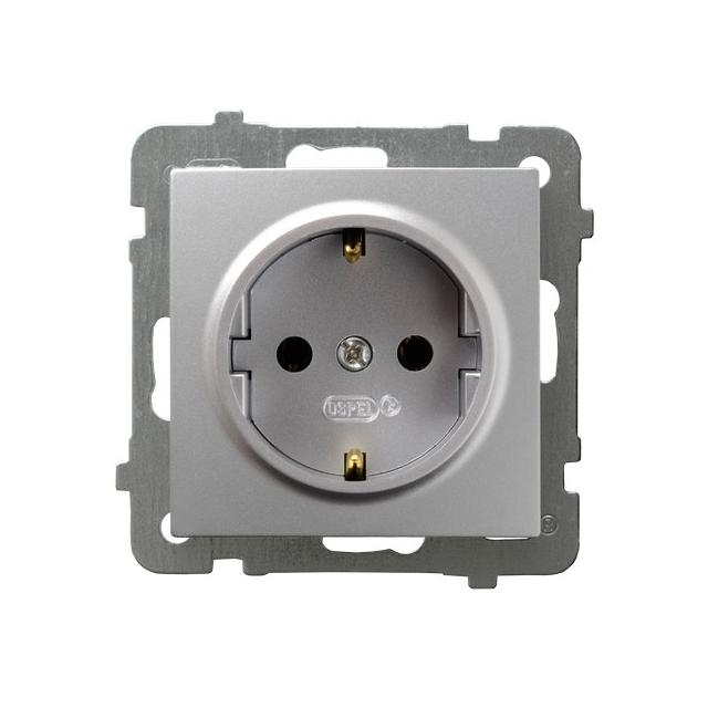 AS Gniazdo pojedyncze z uziemieniem schuko - kolor srebro
