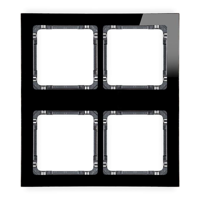 DECO Ramka modułowa 4 krotna (2 poziom, 2 pion) - efekt szkła (ramka czarna; spód grafitowy)