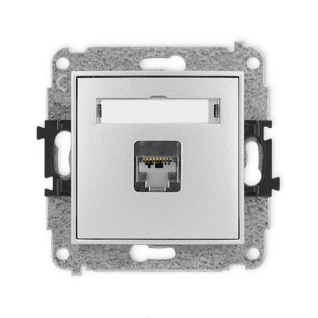 ICON Gniazdo pojedyncze komputerowe 1xRJ45, kat. 5e, ekranowany, 8-stykowy srebrny metalik 7IGK-1e KARLIK