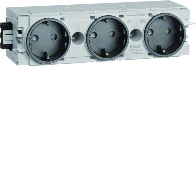 tehalit.WA Gniazdo SCHUKO 3-krotne połączenie WAGO C-profil antracyt GS30009011 HAGER