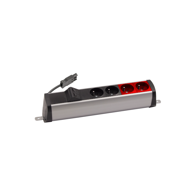 SIMON 480 TS48-220E220K0-40 Listwa poszerzona 2 gn. typ E; 2 gn. UPS i płytka 2xRJ45 keystone; złącz