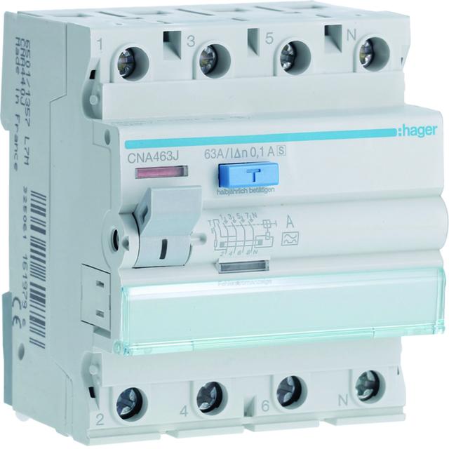 RCCB Wyłącznik różnicowoprądowy 3P+N 63A 100mA 6kA S CNA463J HAGER