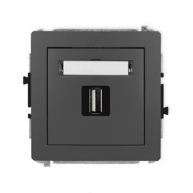 DECO Mechanizm gniazda pojedynczego USB A-A 2.0 grafitowy mat