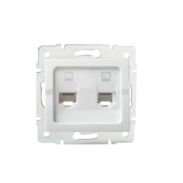 LOGI 02-1410-002 bi Gniazdo komputerowe podwójne niezależne 2x RJ45Cat 5e Jack LOGI 02-1410-002 bi k