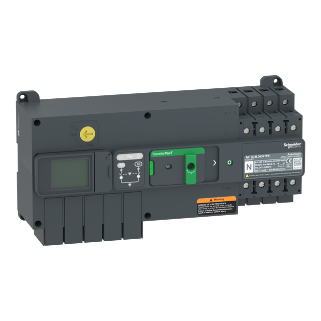 TransferPacT, przełączanie zasilania, opcja komunikacji, 63A, 400V, 4P, LCD, rozmiar 100A
