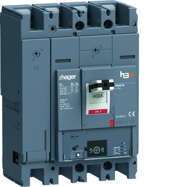 MCCB Wyłącznik mocy h3+ P630 Energy 4x400A 40kA HNW401NR HAGER