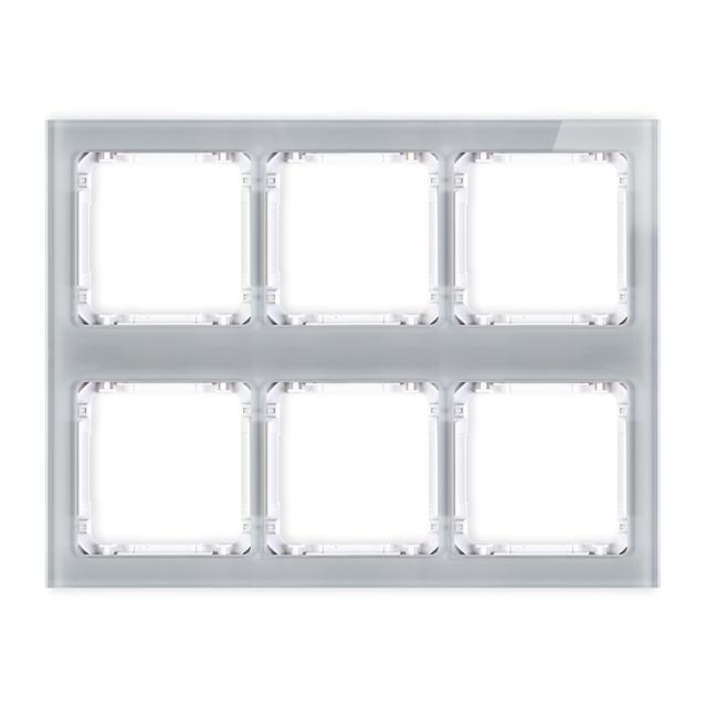 DECO Ramka modułowa 6 krotna (3 poziom, 2 pion) - efekt szkła (ramka szara; spód biała)