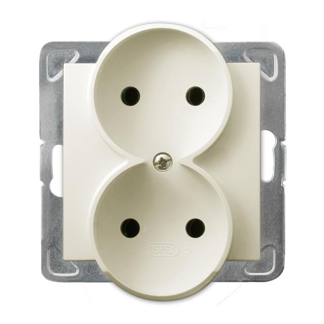 IMPRESJA Gniazdo podwójne moduł bez ramki - kolor ecru