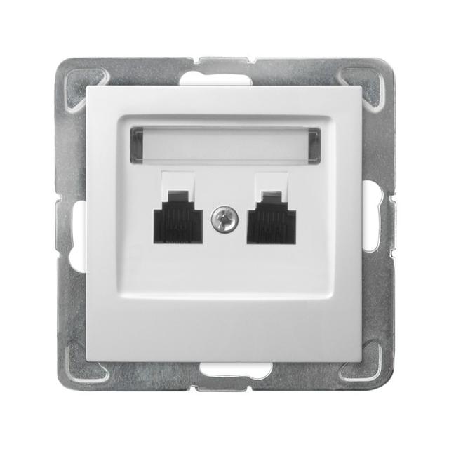 IMPRESJA Gniazdo telefoniczne podwójne równoległe - kolor biały