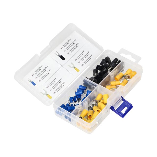 Zestaw końcówek kablowych widełkowe 95szt w zestawie: 30x2,5mm2,M4; 30x2,5mm2,M6; 20x6mm2,M4; 15x6 O