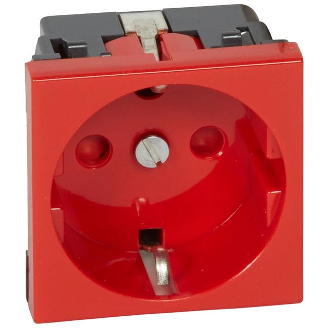 Mosaic Gn 2P+Z Z Blokadą Schuko Podłącz Przez Zac Śrubowe-2 Mod Czerwone 16A-250V 077214 LEGRAND