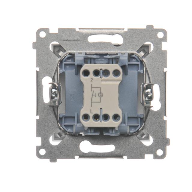 Simon 54 Przycisk „dzwonek” z podświetleniem LED 10A 250V szybkozłączka srebrny mat DD1L.01/43 KONTAKT