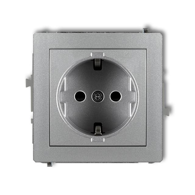 DECO Mechanizm gniazda pojedynczego z uziemieniem SCHUKO 2P+Z (przesłony torów prądowych) srebrny me