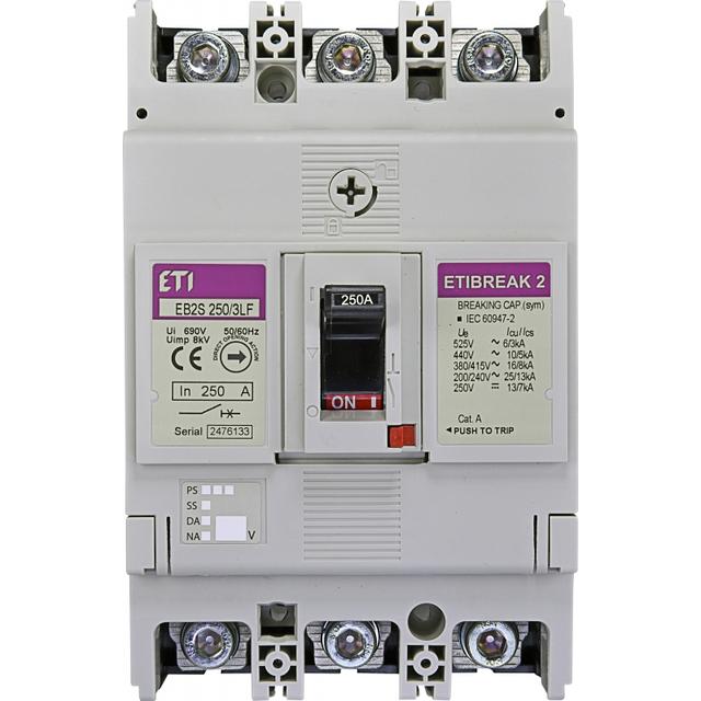 Wyłącznik mocy 3P 16kA wyzw. TM (bez regulacji) EB2S 250/3LF 250A 3P 004671813 ETI