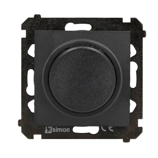 SIMON 55 Ściemniacz obrotowy do LED ściemnialnych 230V 2–200 W Czarny mat TES9L.01/149