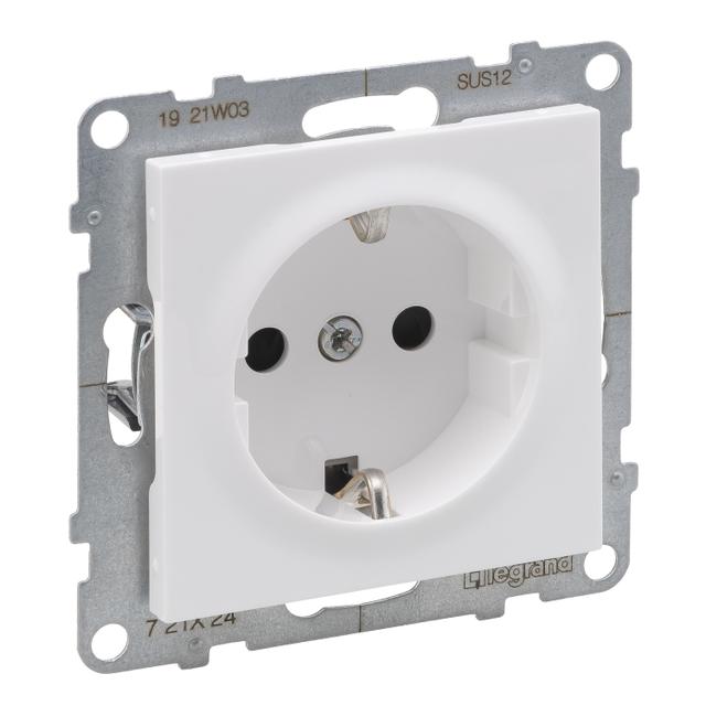 Suno Gniazdo Schuko Zasilające Z Przesłoną 2P+Z - 16A - 250V - Zaciski Śrubowe Biały 721124 LEGRAND