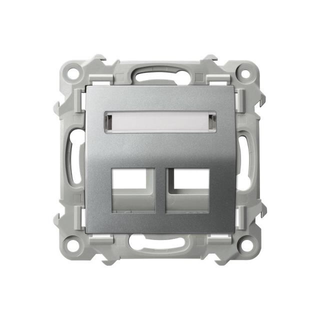 SZAFIR Obudowa gniazda podwójnego typu Keystone skośna - kolor srebro