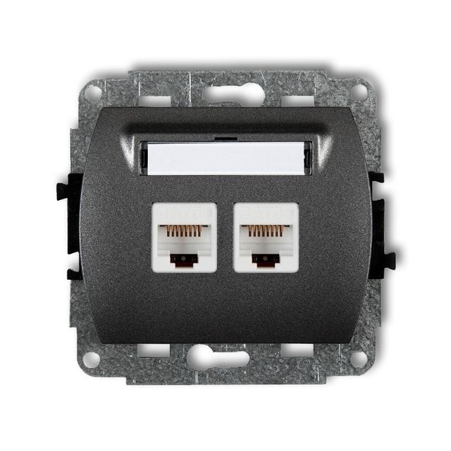TREND Mechanizm gniazda komputerowego podwójnego 2xRJ45, kat. 5e, 8-stykowy grafitowy