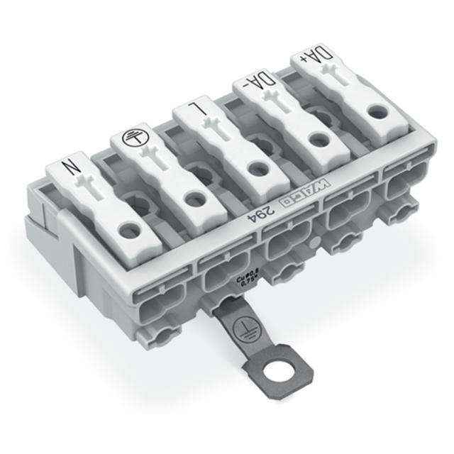 Złączka zasilająca 5‑biegunowa ze stopkąmi z stykiem PE 294‑5435 /250szt./ WAGO