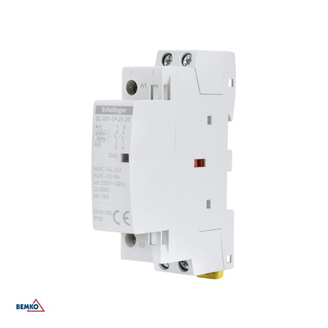 STYCZNIK MODUŁOWY SC101 1P 25A TYP 20 (2NO+0NC) SCHELINGER