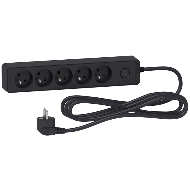 Odace, przedłużacz 5-gniazdowy z łącznikiem 3m antracyt