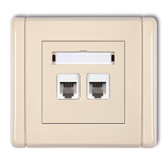 FLEXI Gniazdo telefoniczne podwójne 2xRJ11, 4-stykowe, beznarzędziowe beżowy