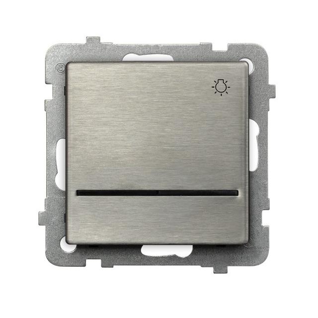 SONATA Łącznik zwierny  światło  z podświetleniem niebieskim - kolor stal inox