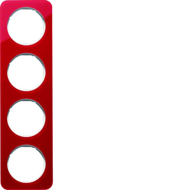 BERKER R.1 Ramka poczwórna akryl czerwony przezroczysty/biała 10142349 HAGER