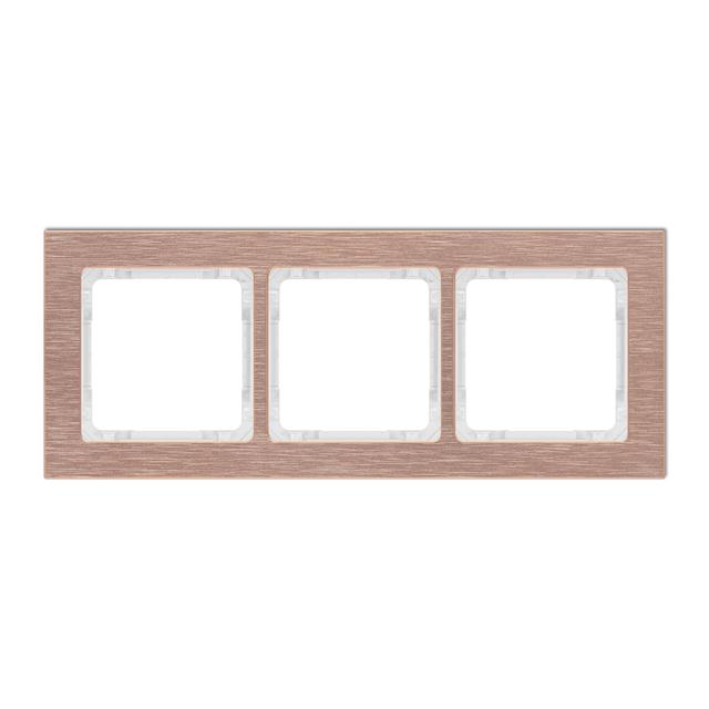 DECO Ramka uniwersalna potrójna - aluminium szczotkowane (ramka: kolor miedziany; spód: biały) miedz