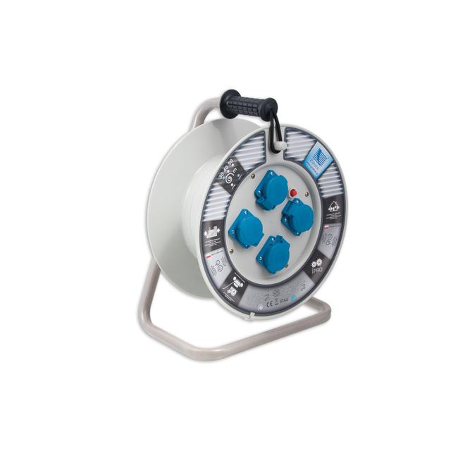 Rozgałęźnik na bębnie fi340, 4xGZ16A (250V), IP44, z wyłącznikiem termicznym biały 1101-RT B.1101-RT PAWBOL
