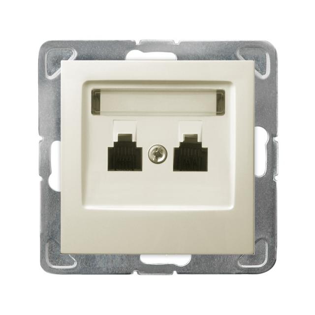 IMPRESJA Gniazdo telefoniczne podwójne niezależne kolor ecru GPT-2YN/m/27 OSPEL