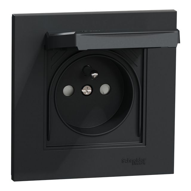 Miluz ED, Gniazdo zasilające 2P+PE 16A, IP44, antracyt