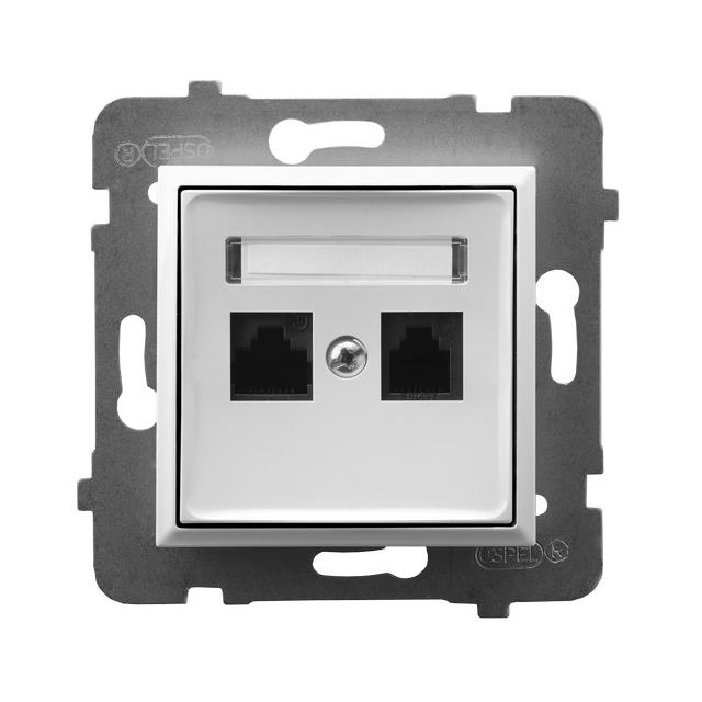 ARIA Gniazdo komputerowe podwójne, kat. 5e MMC - kolor biały