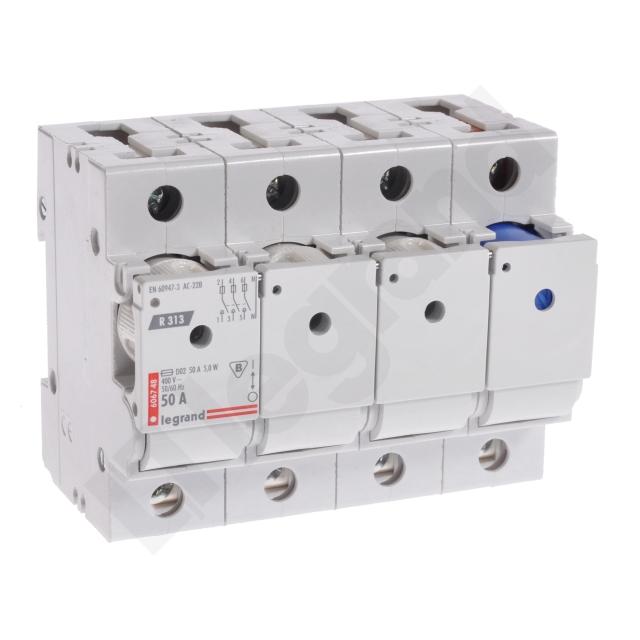 Rozłącznik Bezpiecznik R 313 50A 3P+N Z Nierozłączalnym Biegunem Neutralnym N 606748 LEGRAND