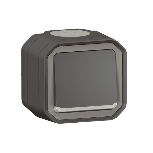 NOWE PLEXO - PRZY. JEDNOBIEGUNOWY Z PODŚWIETL. KOMPLET NATYNK.10A-250V ANTRACYT 069782L LEGRAND