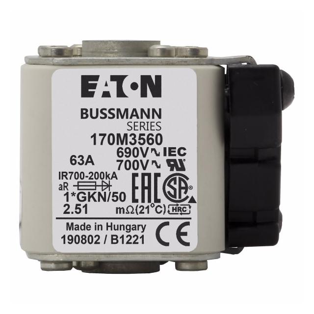 FUSE 63A 690V 1*GKN/50 AR UC Wkładka szybka 63A AC 690V rozmiar 1 45x59x51 mm aR IE 170M3560 EATON