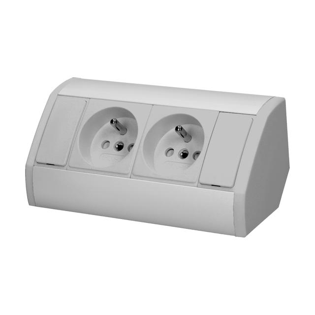 Gniazdo meblowe 2x2P+Z, szaro-srebrne