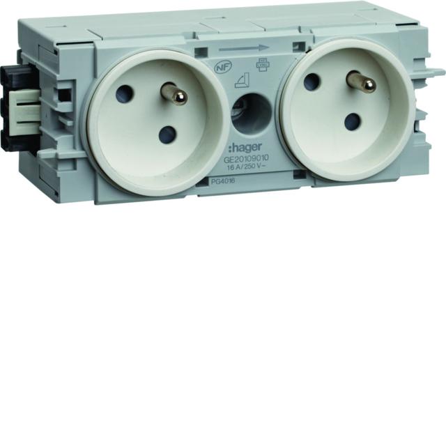 tehalit.WA Gniazdo kanałowe 2-krotne 2P+Z WAGO C-profil biały