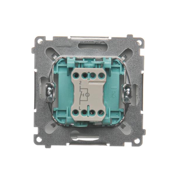 Simon Basic Przycisk pojedynczy zwierny bez piktogramu z podświetleniem LED 10A szybkozłączka srebrn