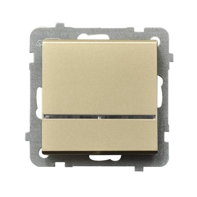 SONATA Łącznik jednobiegunowy z podświetleniem niebieskim - kolor szampański złoty