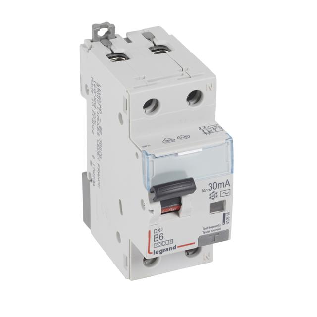 Wyłącznik Różnicowo-Nadprądowy 2P 6A B 0,03A Typ AC P312 DX3 410918 LEGRAND