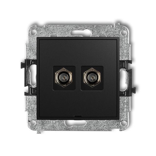 ICON Mechanizm gniazda antenowego podwójnego typu F (SAT) niklowany, bez pola opisowego czarny mat