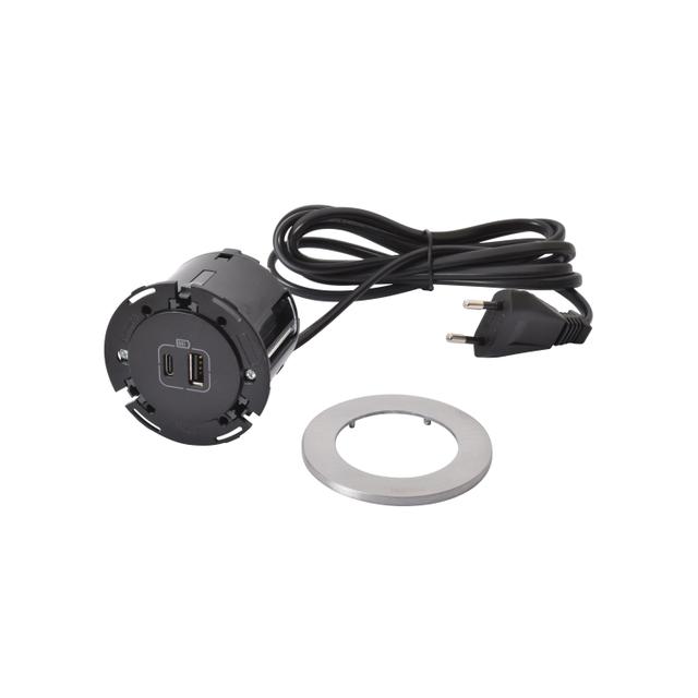 INCARA: DISQ 60 - USB A+C - 2,0 M-METAL/CZARNY, Legrand