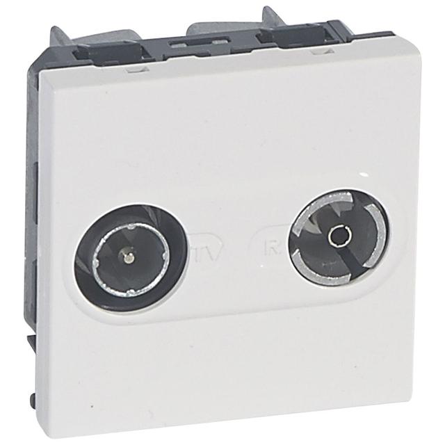 MOSAIC GNIAZDO POJEDYNCZE TV-RD KOŃCOWE - 2 MODYŁU BIAŁE TŁUMIENIE 10 DB, Legrand