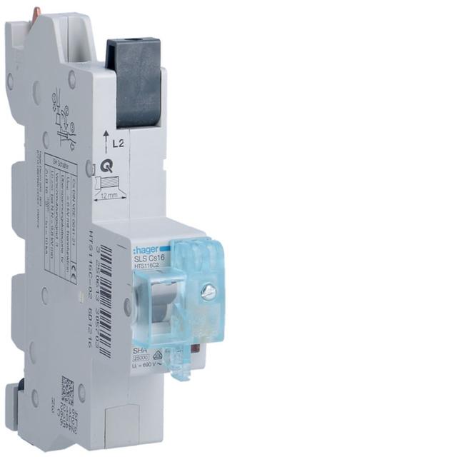MCB SLS Wyłącznik nadprądowy selektywny 1P L2 Cs 16 A szyny Cu 40-12x5/10mm HTS116C2 HAGER