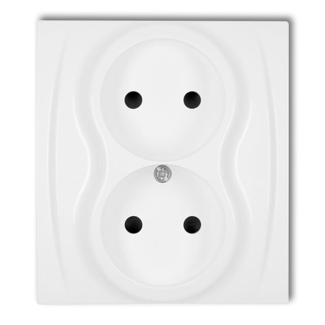LOGO Gniazdo podwójne bez uziemienia 2x2P (przesłony torów prądowych) biały LGP-2p KARLIK