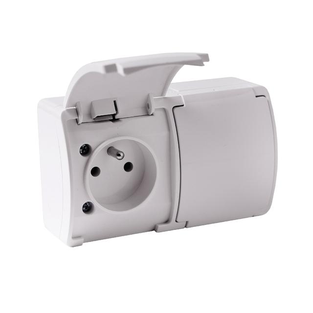 Gniazdo podwójne 2x2P+Z AQUATIC IP44 biały, 10 szt. OR-OE-7106/W/10 ORNO