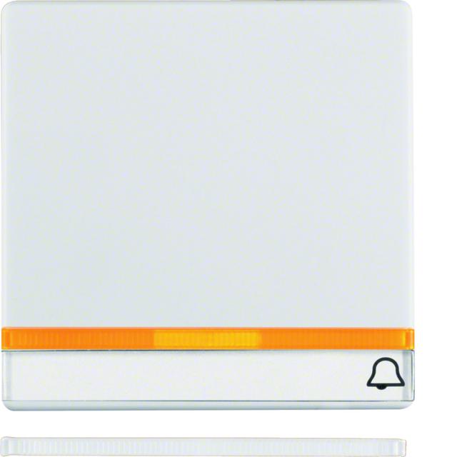 BERKER Q.1/Q.3/Q.7 Klawisz 2 soczewką z polem opisowym nadrukowany symbol dzwonek biały aksamit 1628